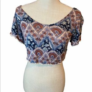 LA Hearts Boho Crop Top Multicolored Size Medium